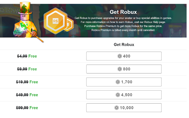 Free Robux Chrome Web Store - 4 500 robux balance due 49 99 free