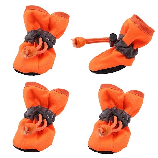 4pcs/set Waterproof Pet Dog Shoes Anti-slip Rain Boots Footwear for Small Cats Dogs Puppy Dog Pet Booties Pet Paw Access