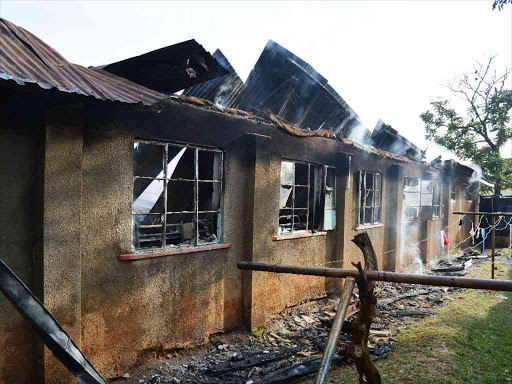 Remnants of a 114 capacity dormitory that was razed down in a morning fire. No casualties were reported during the incident /HILTON OTENYO