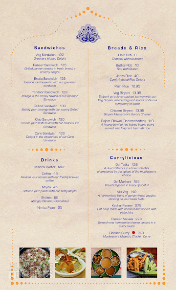 3 Musketeers Cafe menu 