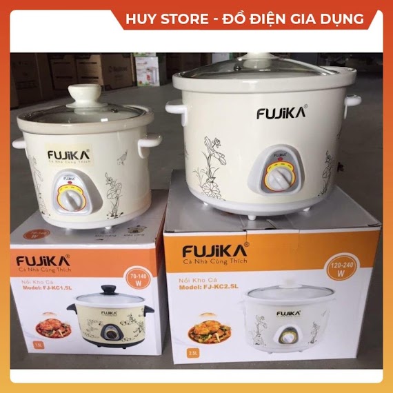 Nồi Kho Cá Thịt Đa Năng Fujika Fj - K25 , Nồi Điện Nấu Cháo Hầm Canh Ruột Sứ Nhỏ Gọn Tiết Kiệm An Toàn Huy Store