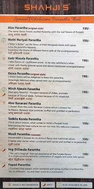 Shahji's Parantha House menu 1