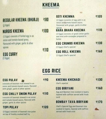 Egger's cafe menu 