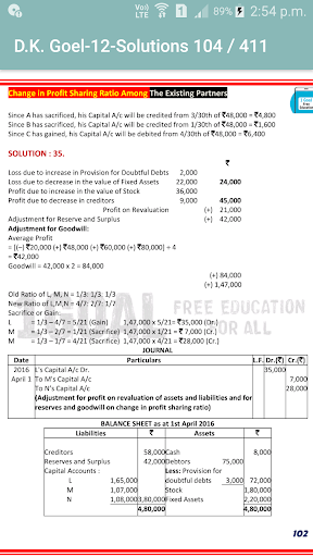 Account Class-12 Solutions D K Goel Vol-1