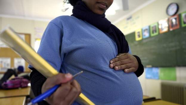 A pregnant school girl. Uganda is finally changing it's policy on banning pregnant girls from schools.