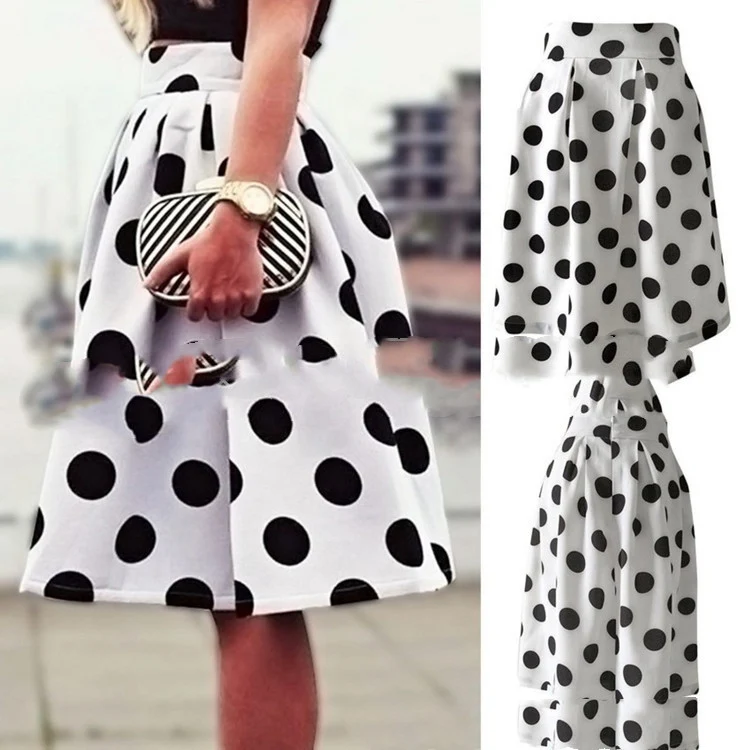 Europese en Amerikaanse herfst- en winter afslankende half-lange geplooide bubbelrok. Slanke look met deze flatterende rok.