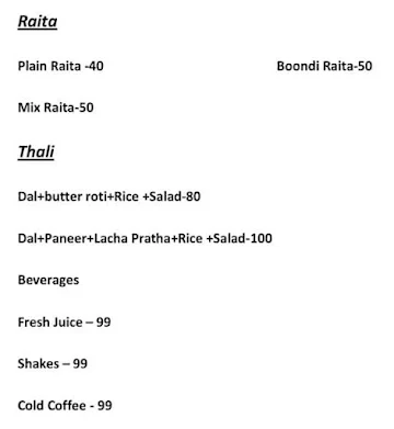 JSB Veggies menu 