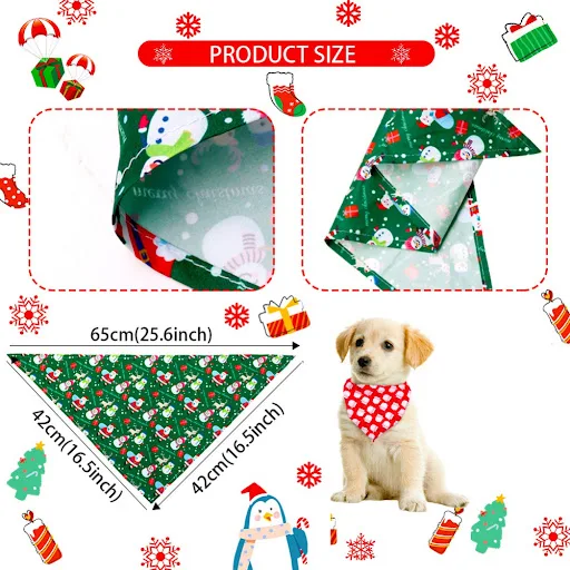 Dog Bandana Christmas Classic Plaid Pets Scarf Triangle Bibs Kerchief Cat Costume Accessories Decoration Puppy Triangula