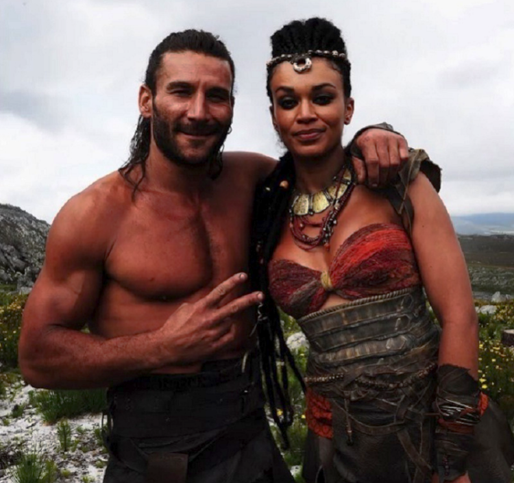 Pearl Thusi and Hollywood actor Zach McGowan in Scorpion King: Book of Souls currently filming in Cape Town. Image: INSTAGRAM