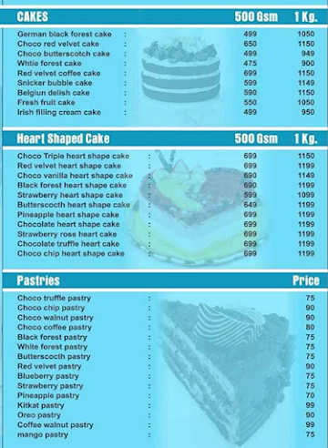 Consent Cakes menu 