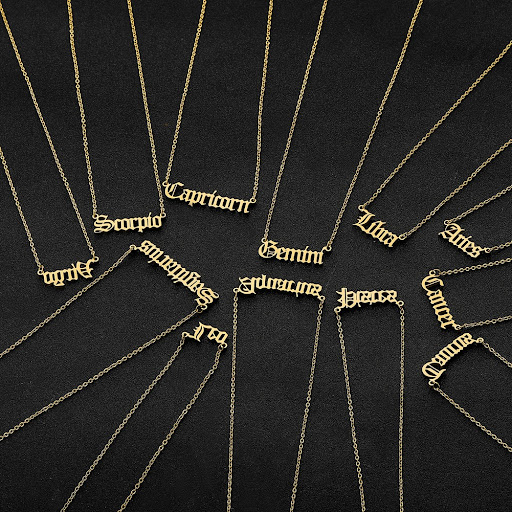 Title 6, Stainless Steel 12 Constellations Old English C...