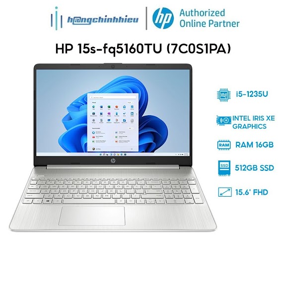 Laptop Hp 15S - Fq5160Tu 7C0S1Pa I5 - 1235U | 16Gb | 512Gb | 15.6' Fhd | Win 11 Hàng Chính Hãng