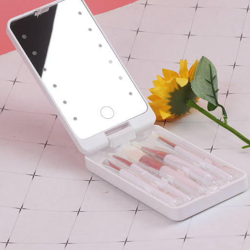 Title 1, Foldable Rotating Storage LED Cosmetic Mirror T...