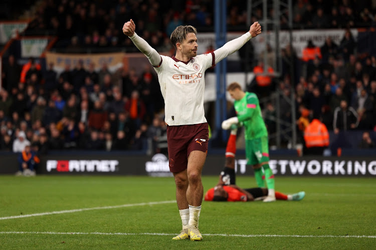 Jack Grealish celebrates scoring Manchester City's second goal in their Premier League win against Luton Town at Kenilworth Road in Luton on Sunday.