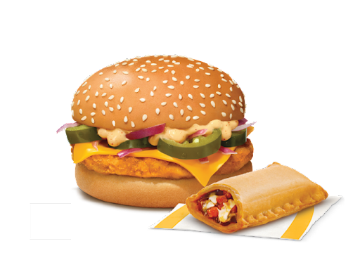 Grilled Chicken & Cheese Burger + Veg Pizza McPuff