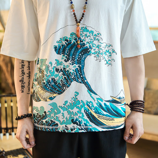 Title 5, Chinese style print short sleeve shirt for men....