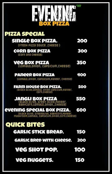 Oven Pizza menu 