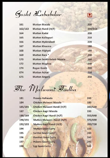 Monsoon Restaurant menu 