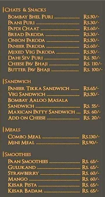 Gharwala Zaika menu 