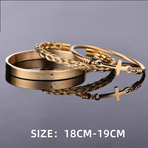 Title 6, Round Cross Pendant Bracelet 3-piece Set offers...