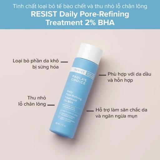 Tinh chất ngăn ngừa mụn và thu nhỏ lỗ chân lông chứa 2% BHA - Loại nhỏ (30ml) (Resist Daily Pore-Refining Treatment 2% BHA - Trial size