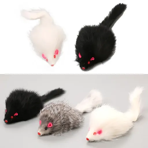 1Pcs False Mouse Cat Pet Toys 18 cm Cat Long-haired Tail Mice Mouse Toys Soft Rabbit Fur Furry Plush Cat Toy For Pet Cat