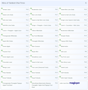 Tandoori Chai Times menu 