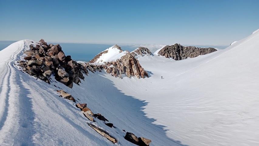 Icy and snowy Mt Taranaki summit