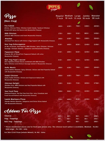 Pepe's Pizza menu 