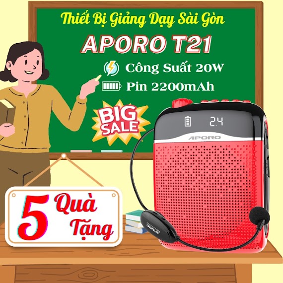 Máy Trợ Giảng Không Dây Aporo T21 Công Suất 20W Pin 2200Mah, Bluetooth 5.0 - Loa Trợ Giảng Không Dây Aporo T21