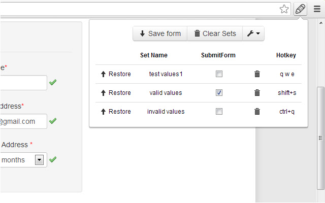 Web Developer Form Filler chrome extension