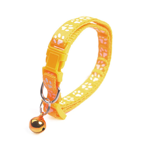 Title 7, Cute Solid Color Footprints Puppy Bell Collar. ...