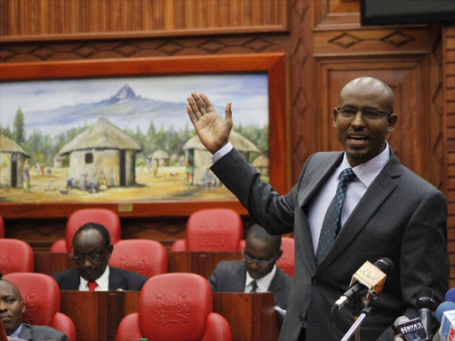 Wajir Governor Ahmed Abdullahi appears before the Senate Finance Committee on April 7 last year. /MONICA NJERI