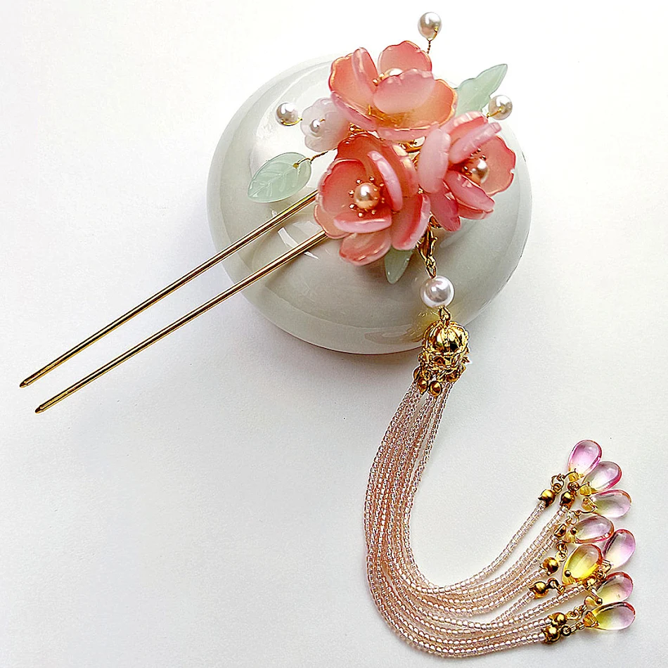 Handgemaakte Hanfu haarspeld, haarversiering in antieke stijl. Verfraai je haar met elegantie en authenticiteit voor speciale gelegenheden of dagelijks gebruik.