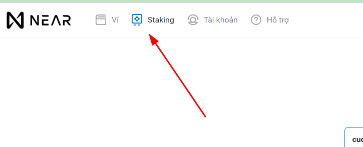 Bấm Staking ở thanh menu