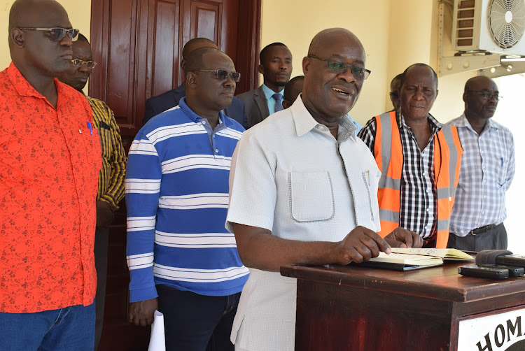 Homa Bay county secretary Isaiah Ogwe at the county headquarters in Homa Bay town on March 24, 2020