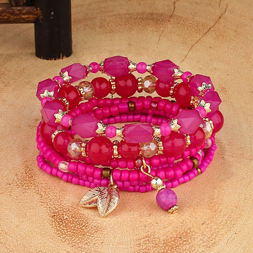Title 1, Simple Bohemian String Leaf Pendant Set Bracele...