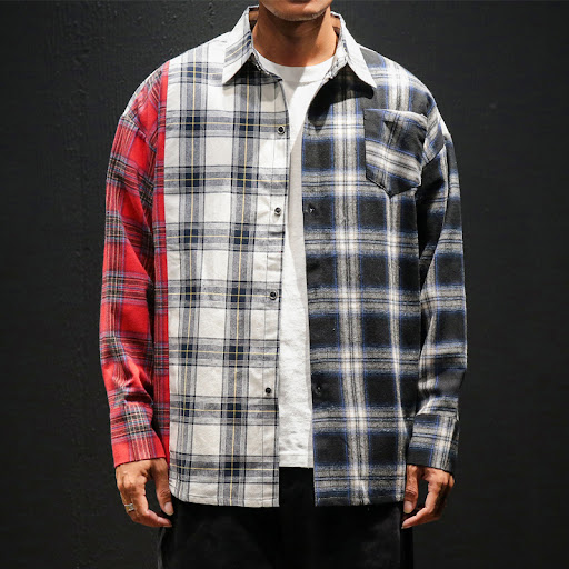 Title 6, Mens long sleeve loose plaid shirt. A comforta...