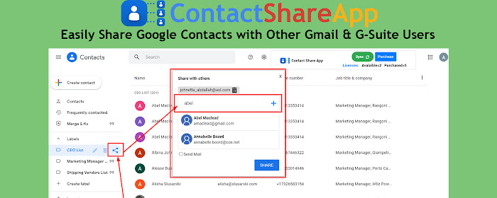 Contact Share App: Share Google Contacts marquee promo image