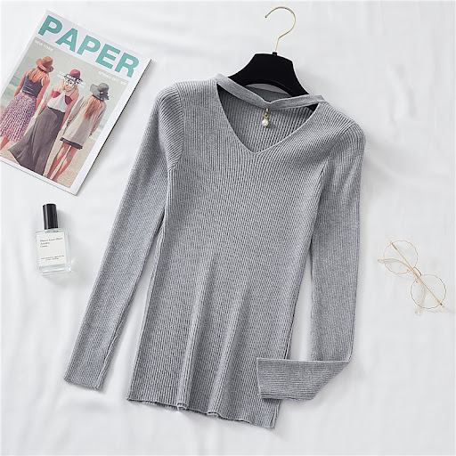 Title 5, Autumn And Winter New V-neck Long-sleeved T-shi...
