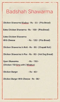 Badshah Shawarma menu 1