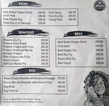 Pecos, Resthouse Road menu 