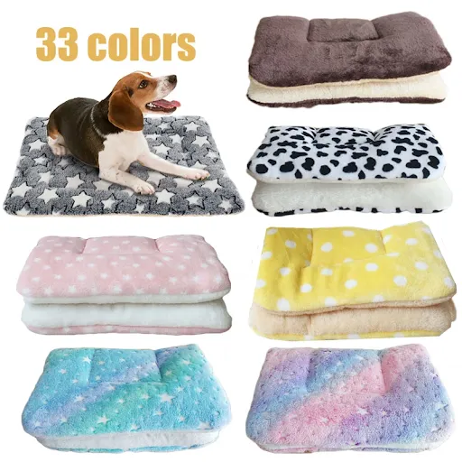 Soft Flannel Pet Mat Dog Cat Bed Thicken Sleeping Mat Dog Blanket Mat For Puppy Kitten Pet Dog Bed for Small Large Dogs 