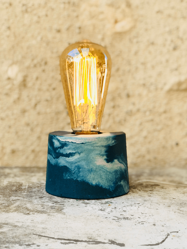 lampe marbré couleur beu pétrole