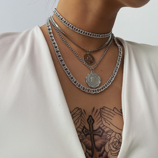 Title 6, Hip Hop Thick Chain Necklace Lace Tag Necklace