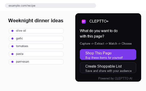 CLEPTTO — Turn Any Page Into a Shopping List screenshot 1