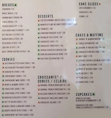 Baker's Basket menu 