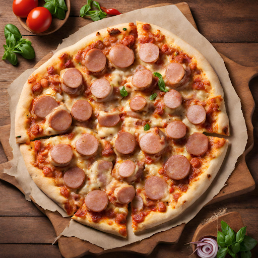 Chicken Sausages Tadka Pizza