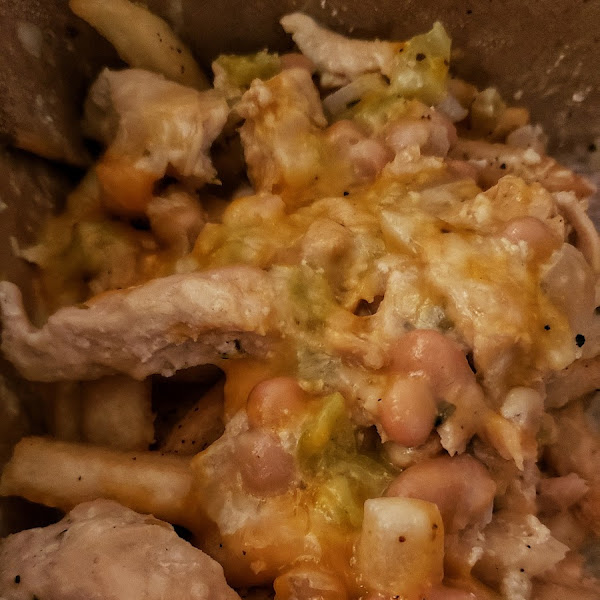 GF white chicken chili cheese fries