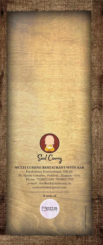 Soul Curry- Multi Cuisine Restaurant menu 